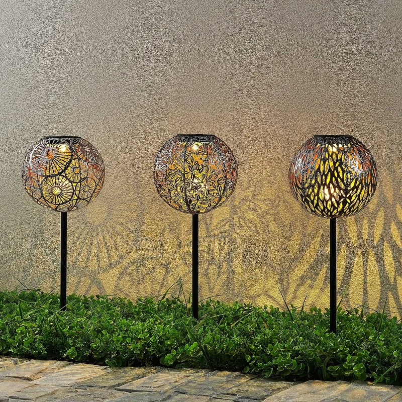 Lindby Vilani Lot de 3 Lampes Solaires LED Orientales en Métal