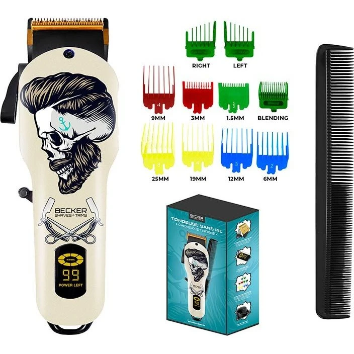 BECKER HERO IV Tondeuse sans fil cheveux et barbe blanc