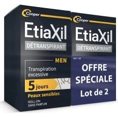 Etiaxil Men Détranspirant Roll-on 2x15ml Peaux Sensibles
