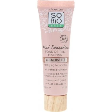 SO'BiO étic Mat Sensation Fond de Teint Matifiant Bio 30 ml Noisette