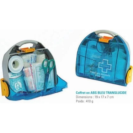 Trousse de secours pour bureau ABS bleu avec support mural (1–12 pers.)