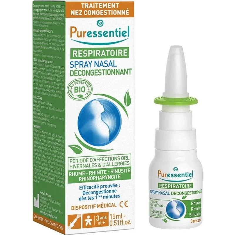 Puressentiel Spray Nasal Décongestionnant Respiratoire 15ml
