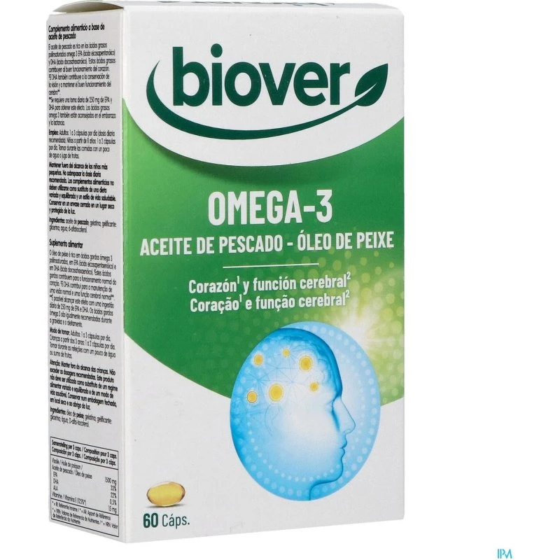 Biover Omega-3 Huile de Poisson Gélules 60
