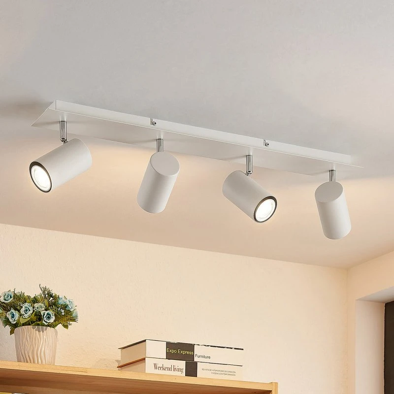 Lindby Spot Plafonnier Joffrey Blanc - 70 cm, 4 Lampes GU10