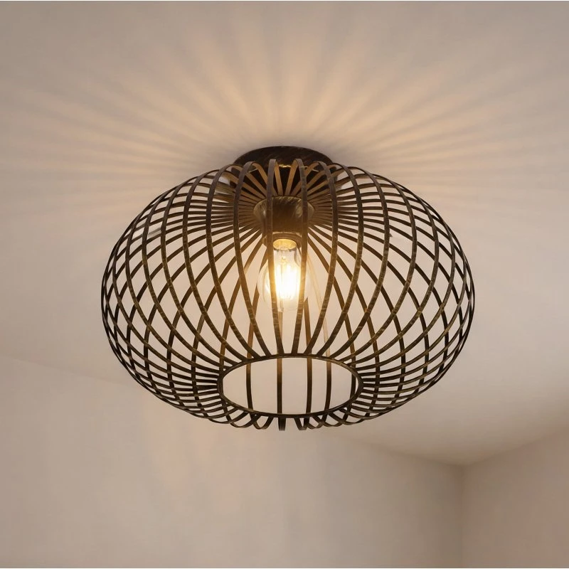 Plafonnier Lindby Rosalea Noir et Laiton - Design Moderne