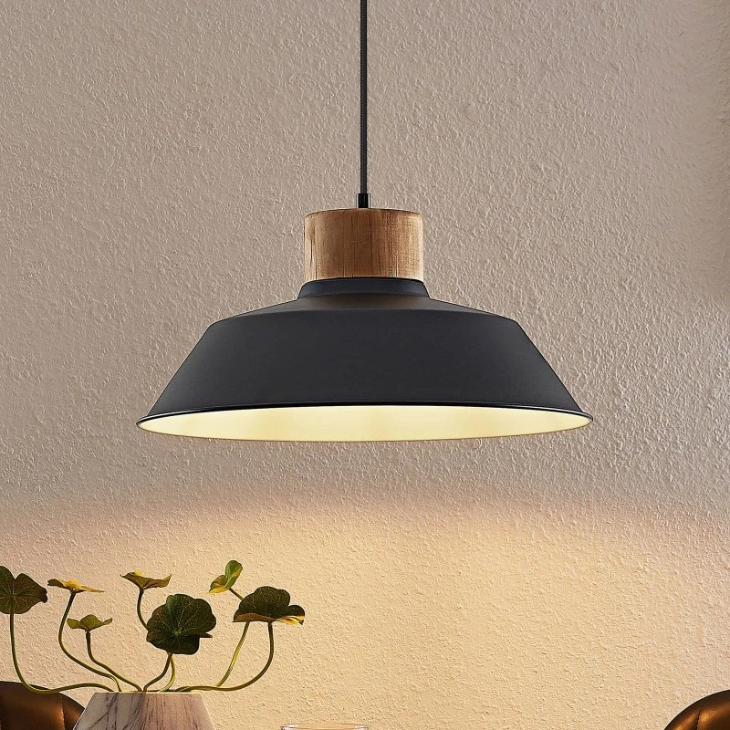 Suspension Lindby Nefeli - Noir et Bois - Style Vintage