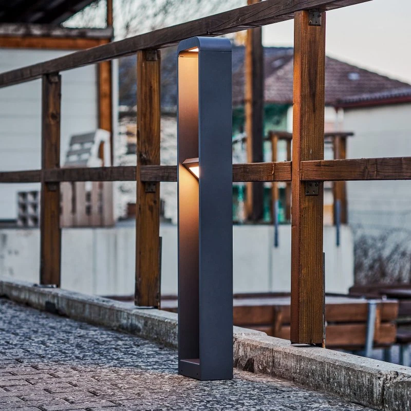 Borne lumineuse extérieure Darko Lindby, Gris, Aluminium, LED