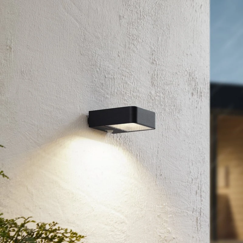 Applique d'extérieur LED Solaire Lucande Dava - Noir & Aluminium