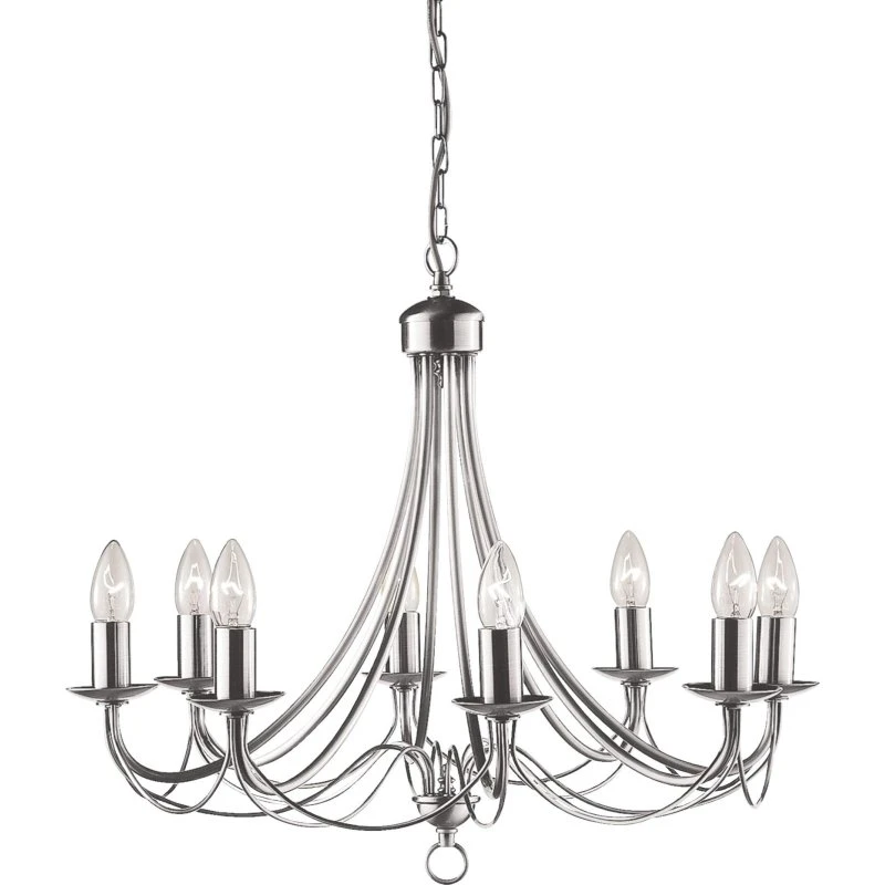 Searchlight Lustre Maypole Argenté Satiné - 8 Lampes