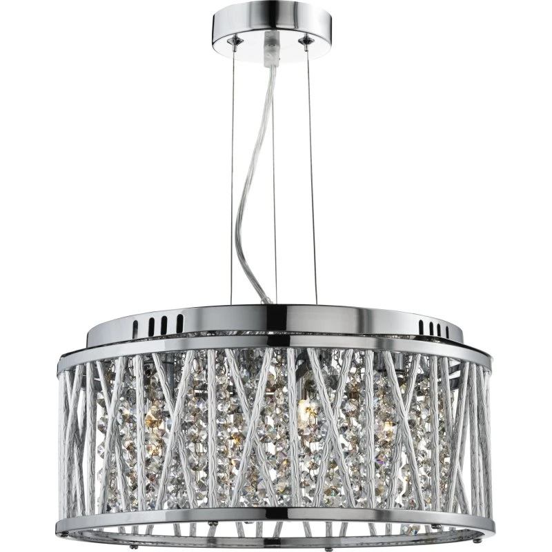 Searchlight Suspension Elise - Gouttes de Cristal - Chrome