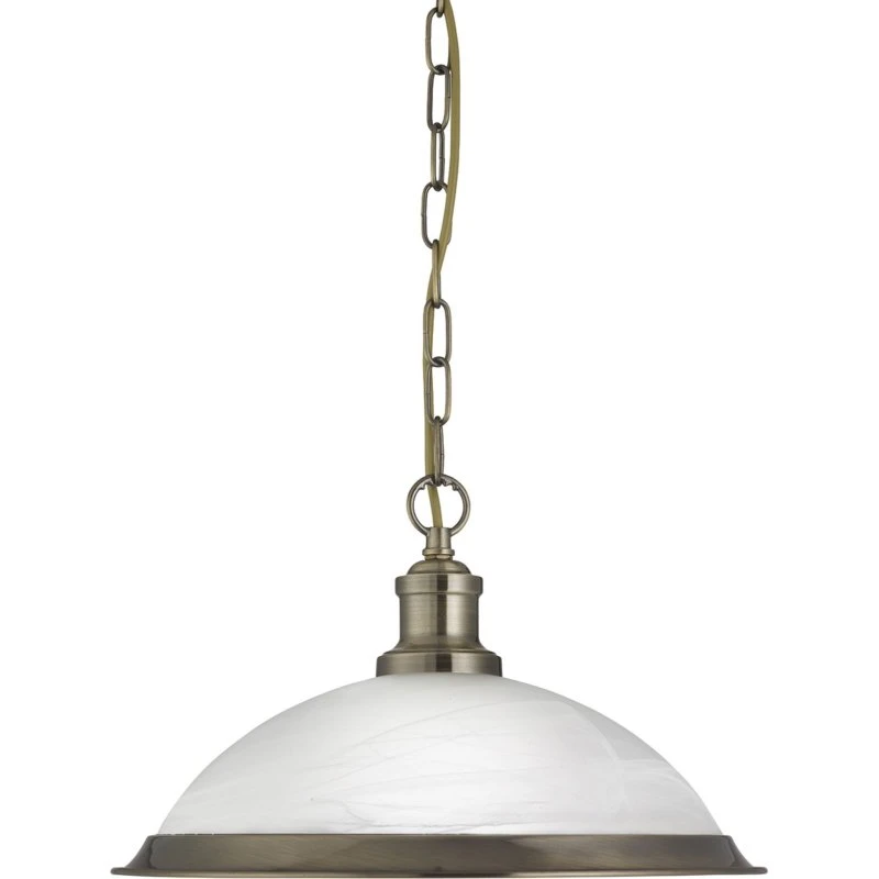 Searchlight Suspension Bistro en verre marbré et laiton antique