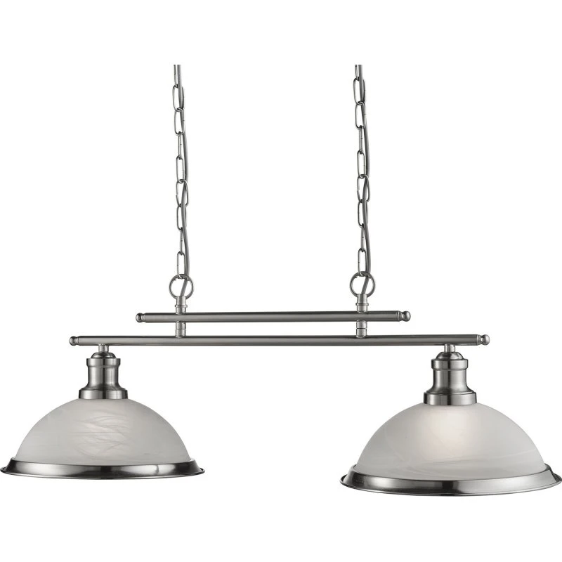 Searchlight Suspension Bistro en verre, Argent Satiné