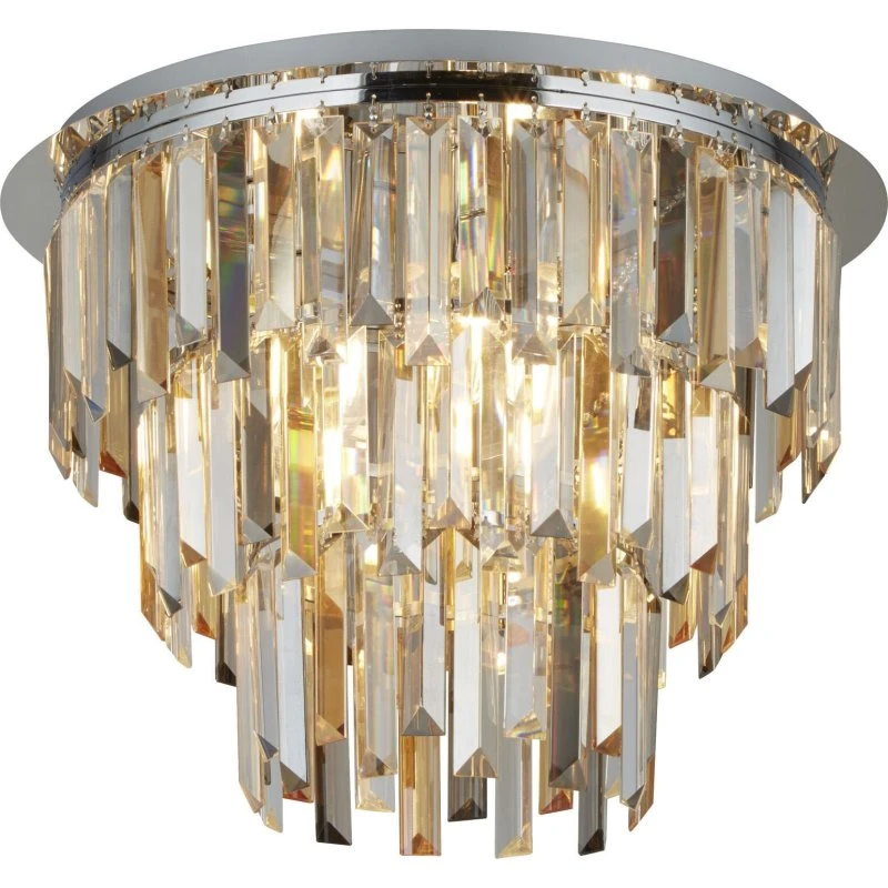 Searchlight Plafonnier Clarissa en Cristal - Chrome et Ambre