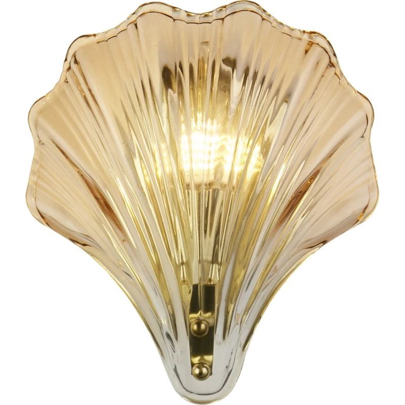 Searchlight Applique Murale Shell, Verre Ambre et Laiton Satiné