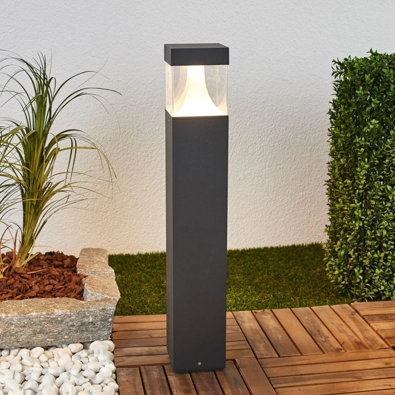 Borne lumineuse extérieure Lucande Egon, Noir, Aluminium, 65 cm