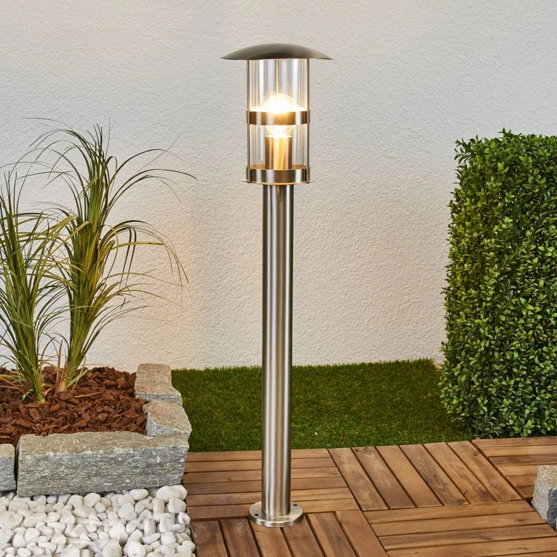 Borne lumineuse Lindby Noemi, acier inoxydable, 80 cm, grise