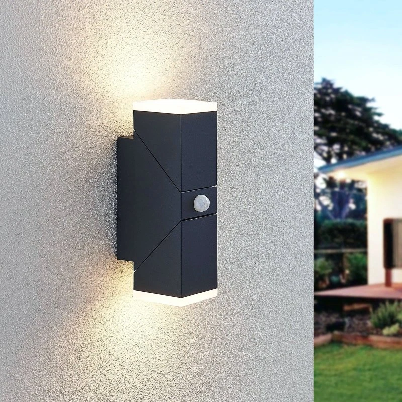 Applique extérieure LED Lindby Sally avec capteur, Noir