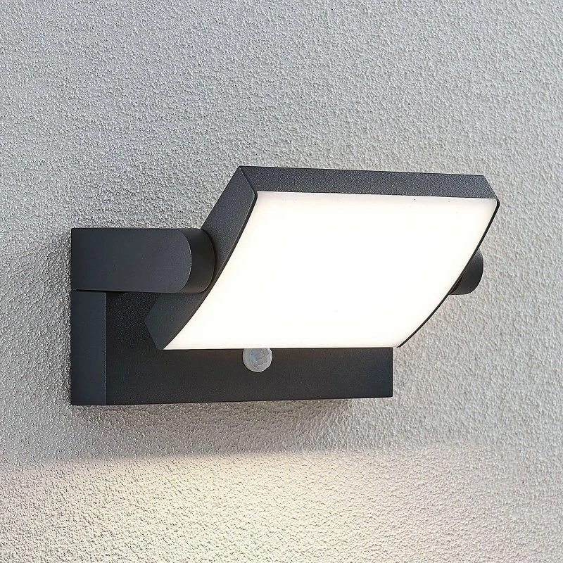 Applique extérieure Lindby Sherin avec détecteur, Anthracite