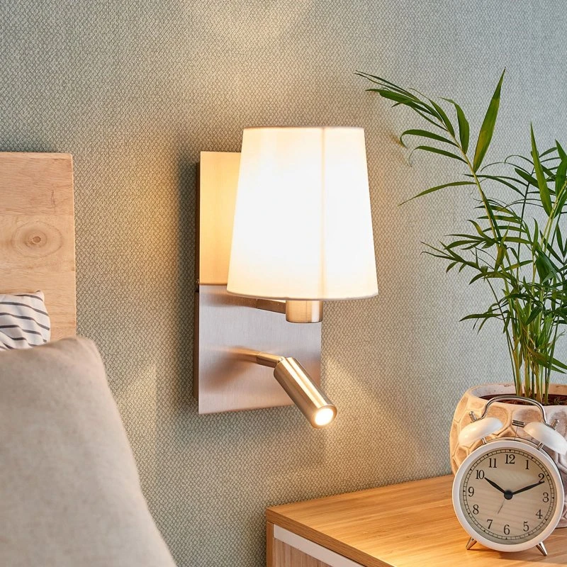 Applique murale Aiden Lindby - Gris et Nickel - Tissu et LED