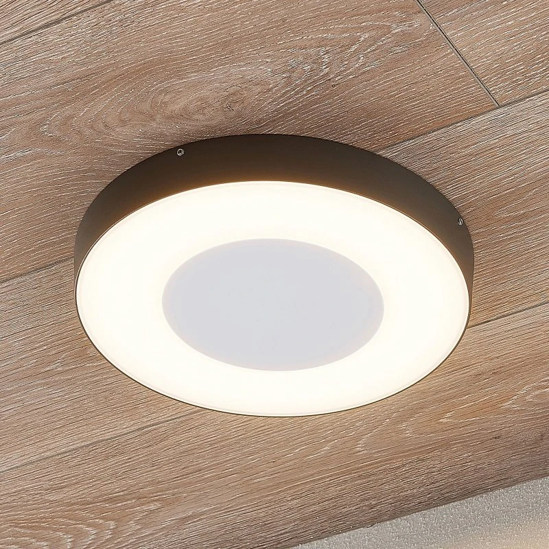 Lucande Sora - Plafonnier d'extérieur LED avec capteur, gris