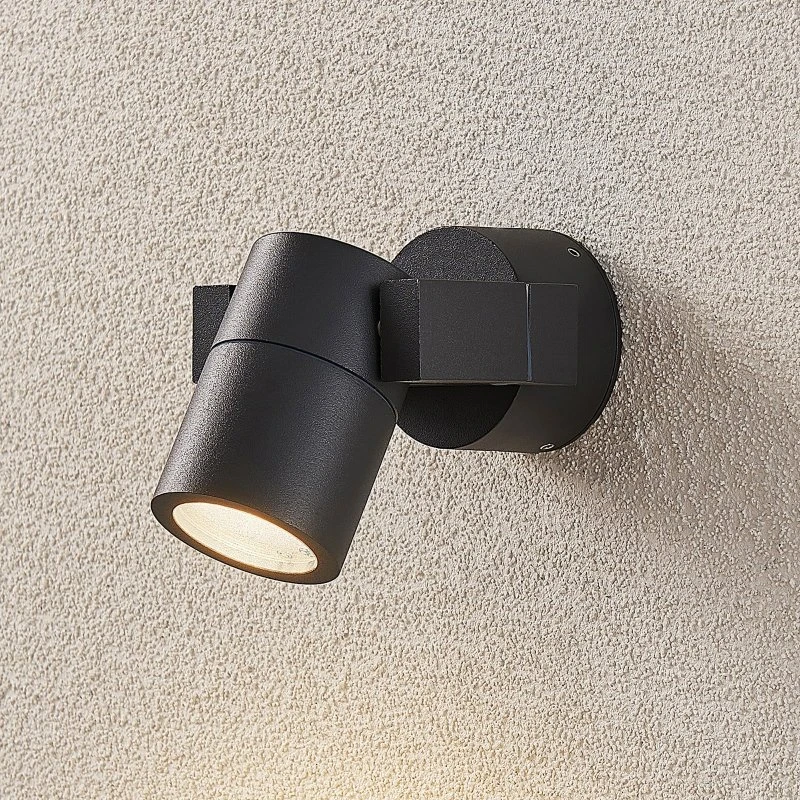 Lucande Kavuna - Applique murale d'extérieur ronde anthracite