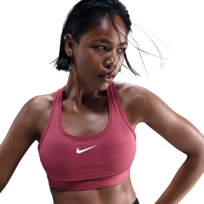Nike Swoosh Brassière de Sport Maintien Moyen Rouge Femme