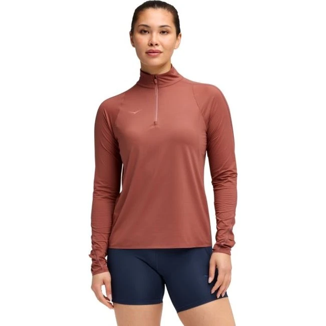 Hoka GlideTech Quarter Zip Rouge Femme XS