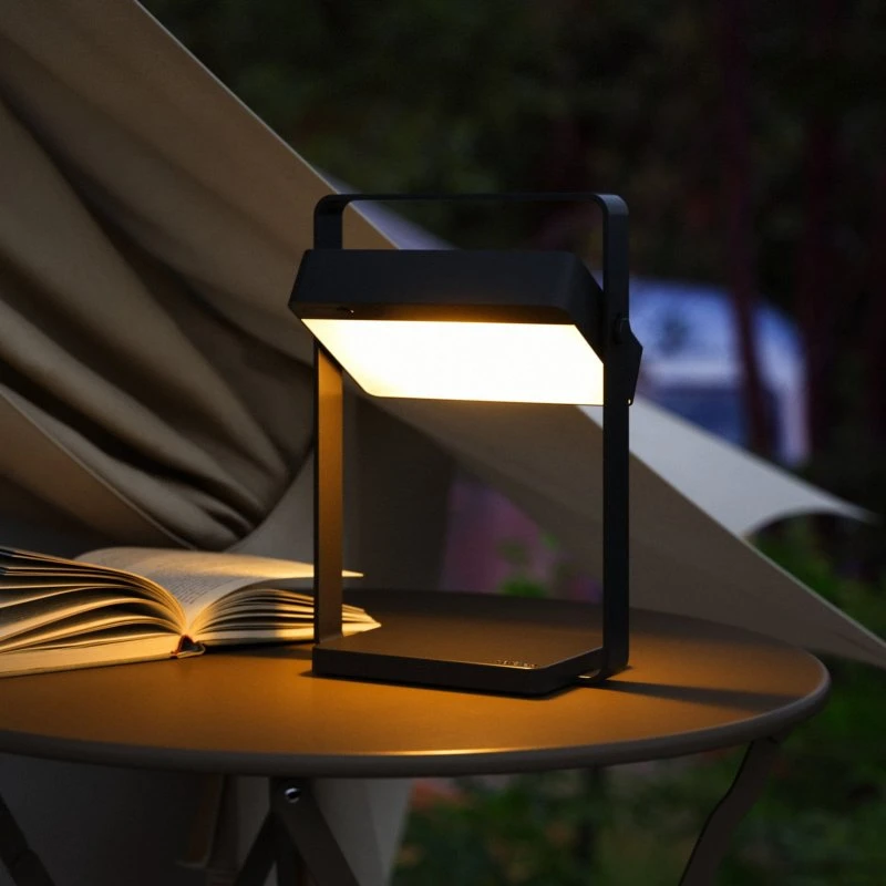 Nordlux Lampe de table LED Saulio noire, rechargeable et solaire IP44