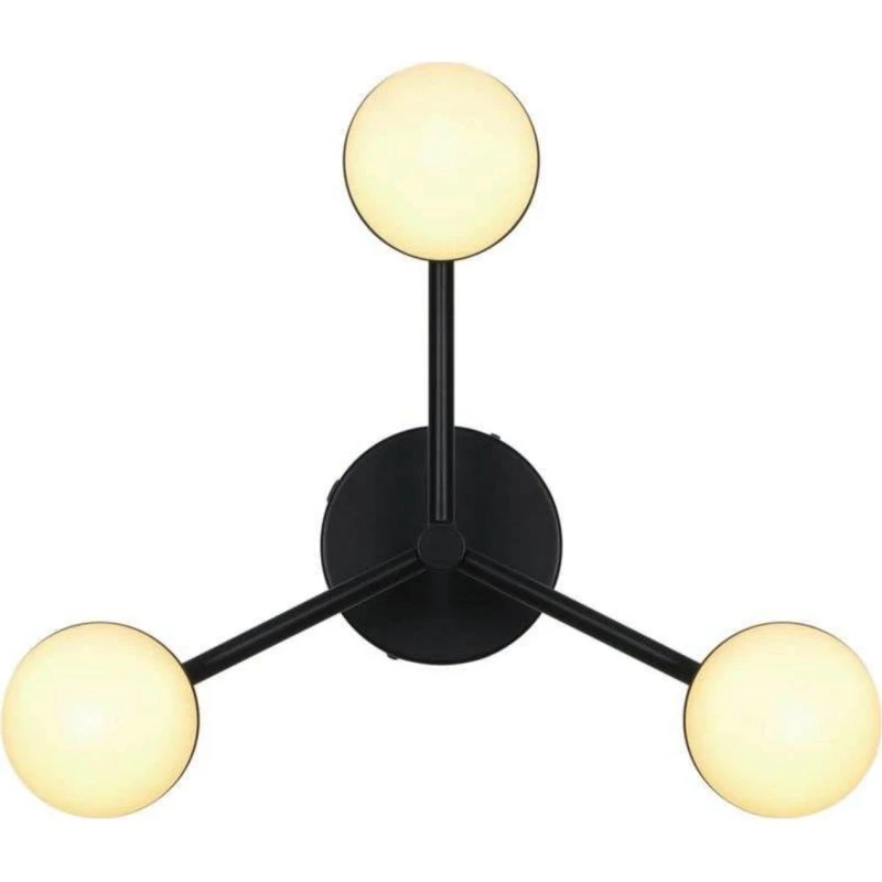 Nordlux Plafonnier Contina Noir - Verre Opale - 3 Lampes