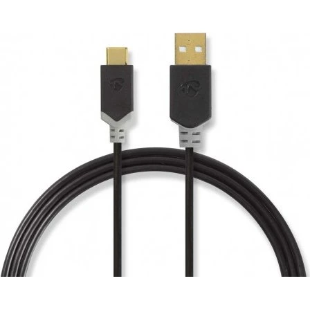 Câble USB 2.0 Type-C Mâle > A Mâle 2 m Plaqué Or Anthracite