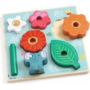 Djeco Puzz & Stack Happy - Jouet en bois 2 en 1