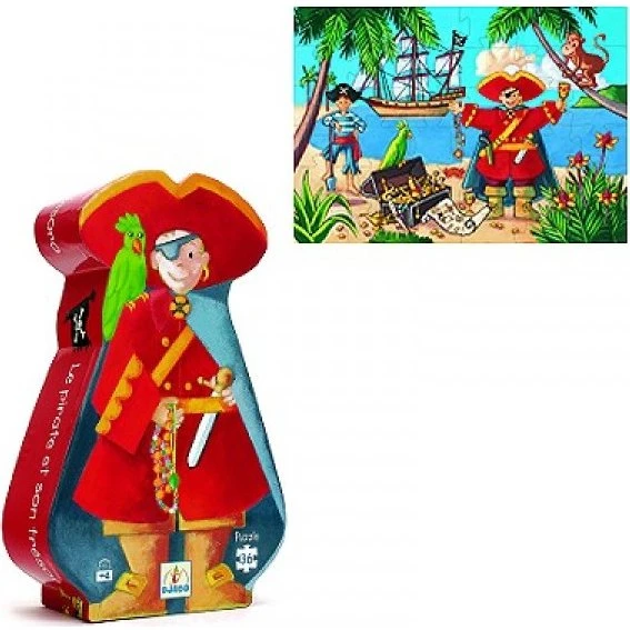 Djeco - Puzzle Silhouette Le Pirate et son Trésor 36 Pièces
