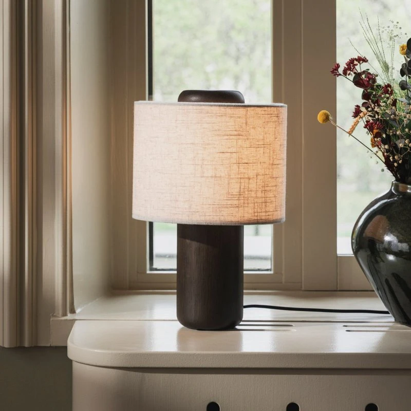 Globen Lighting Lampe de table Bosco, Chêne et Lin, Beige/Marron