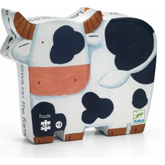 Djeco Puzzle Silhouette Vaches à la Ferme 24 Pièces