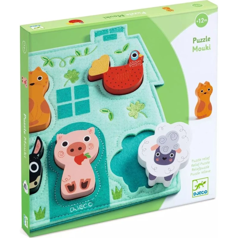 Djeco Mouki - Puzzle Ferme en Bois & Feutrine