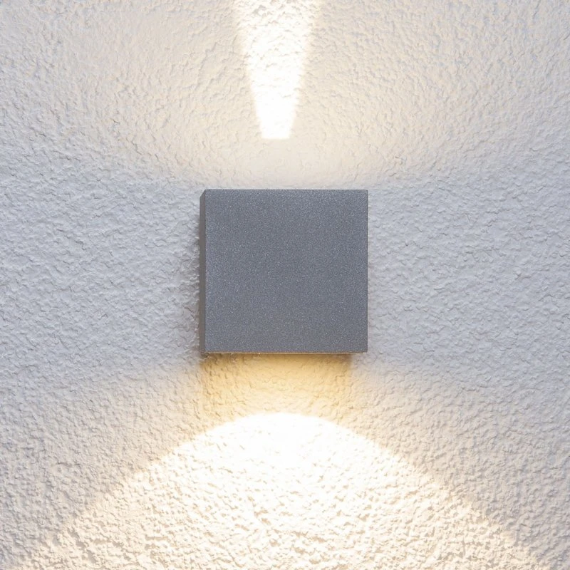 Lucande Applique d'extérieur LED Jarno, Argent, Métal, 9 cm