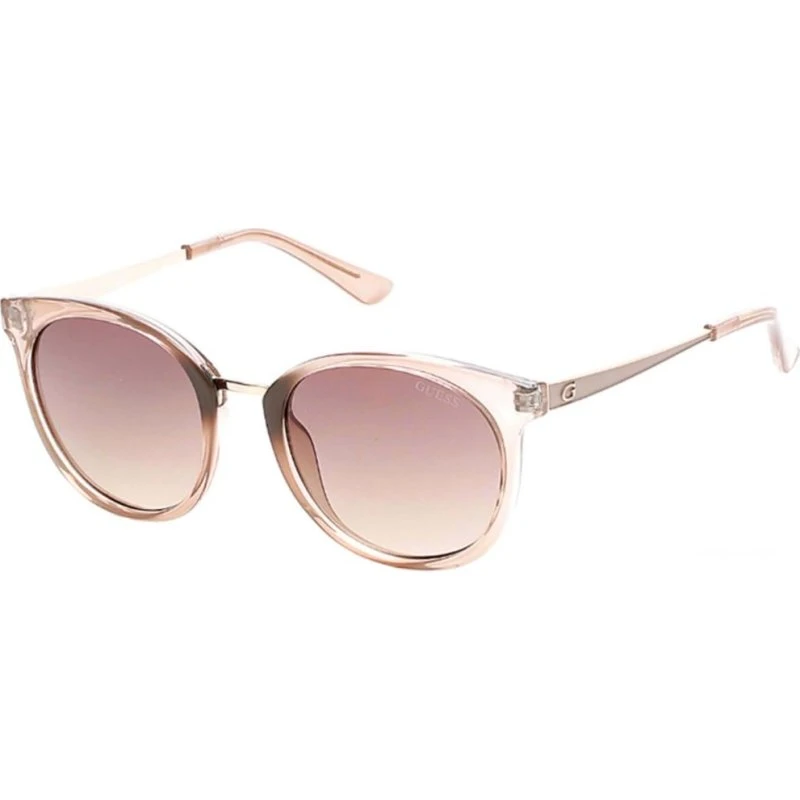 Guess GU7459 Lunettes de Soleil Rondes Femme Rose et Marron