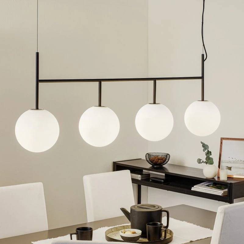 Audo Copenhagen Suspension TR Bulb - Noir et Opale - 4 Lampes