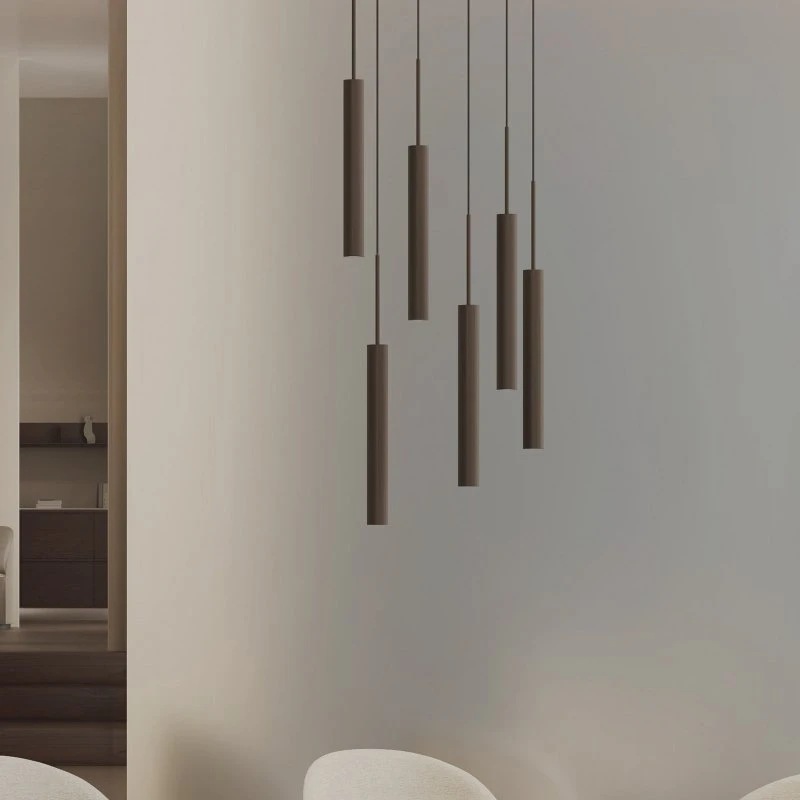 Audo Copenhagen Suspension Tubulaire 6 Lampes - Bronze Anodisé