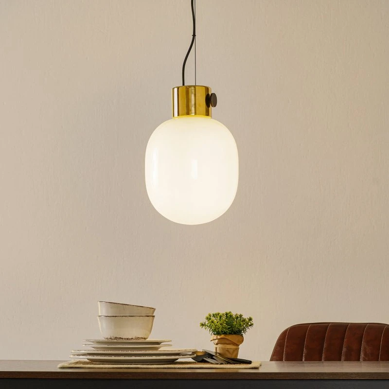Audo Copenhagen Suspension JWDA en Laiton et Verre Opale