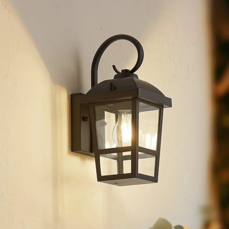 Applique extérieure Lindby Eloane, noire, acier inoxydable, 29 cm