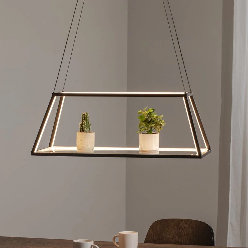 Lucande Mensola - Suspension LED Moderne en Aluminium Noir, 75 cm