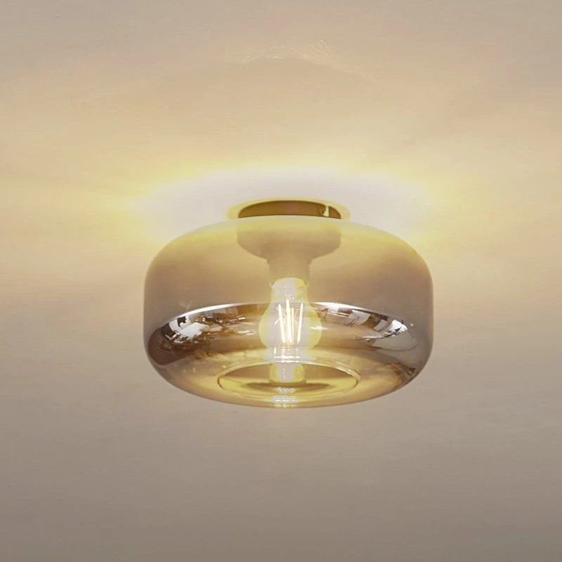Lindby Plafonnier Hildur en Verre Gris Fumé - Ø 28,5 cm