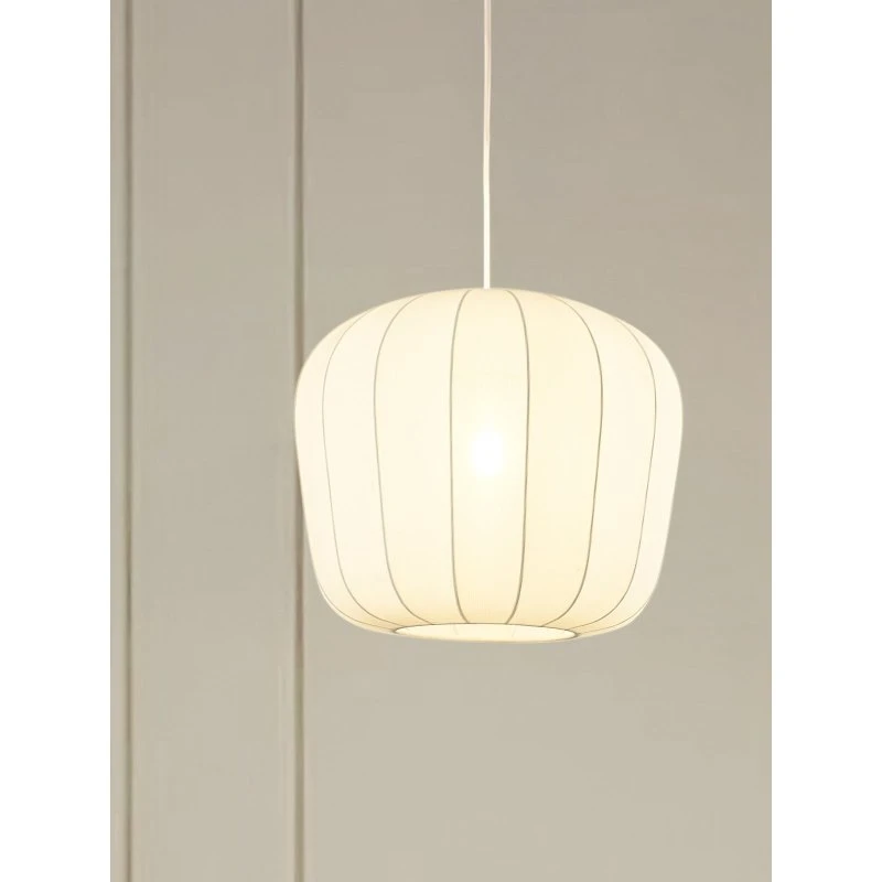 Lindby Suspension Helin Blanche Ø35 cm - Abat-jour en Tissu