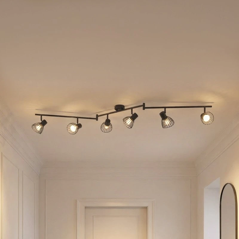 Lindby Piena Plafonnier Moderne Noir à 6 Lampes