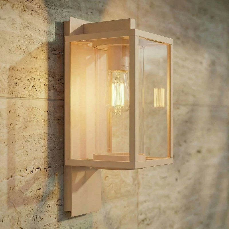 Applique extérieure Lucande Ferda, beige, aluminium et verre, IP44