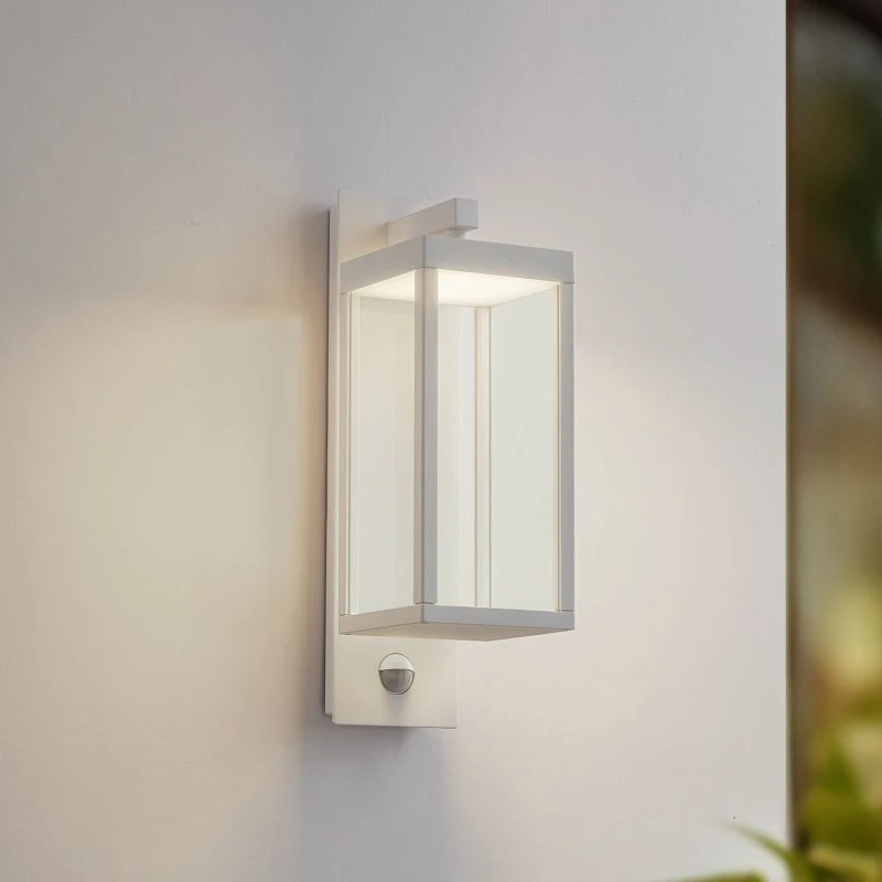 Lucande Ferdinand - Applique d'extérieur LED avec détecteur, 38 cm, Blanche