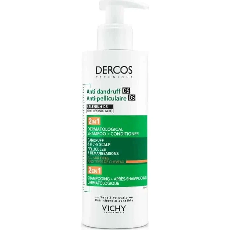 Vichy Dercos Shampooing Conditionnant Antipelliculaire DS 2 en 1, 390 ml