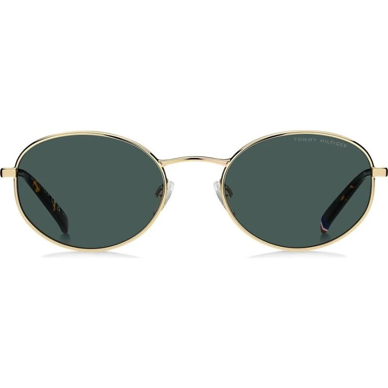 Tommy Hilfiger TH 2219/S Lunettes de Soleil Ovales Dorées et Vertes