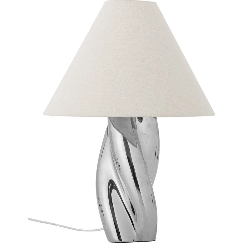 Bloomingville Lampe Silva grès argenté lin blanc